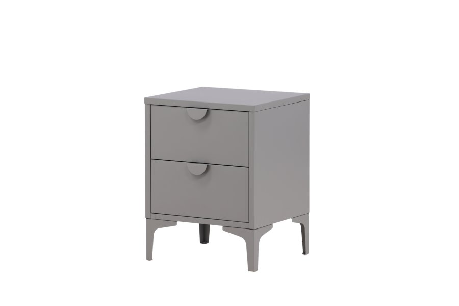 VENTURE DESIGN Piring sengebord, m. 2 skuffer - lysegr stl (45x40)