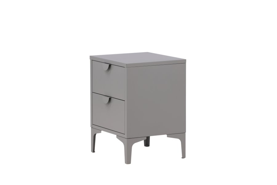 VENTURE DESIGN Piring sengebord, m. 2 skuffer - lysegr stl (45x40)