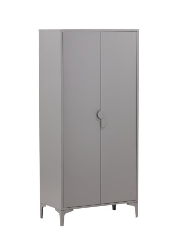 VENTURE DESIGN Piring garderobeskab, m. 2 lger, 3 hylder og bjlestang - lysegr stl (H:183)