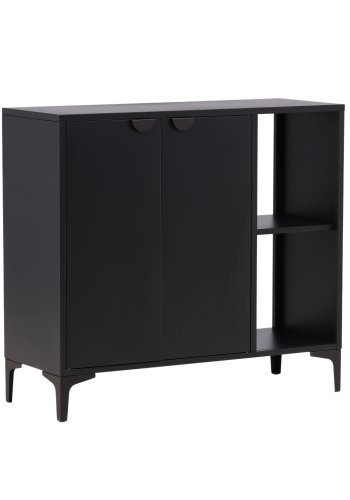 VENTURE DESIGN Piring sknk, m. 2 lger og 2 hylder - sort stl