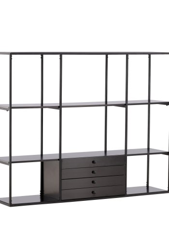 VENTURE DESIGN Amaraillo reol, m. 4 skuffer - sort MDF og sort stl (H:120)