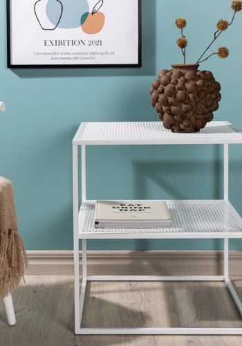 VENTURE DESIGN Netz sidebord, kvadratisk, m. 1 hylde - hvid stl (55x55)