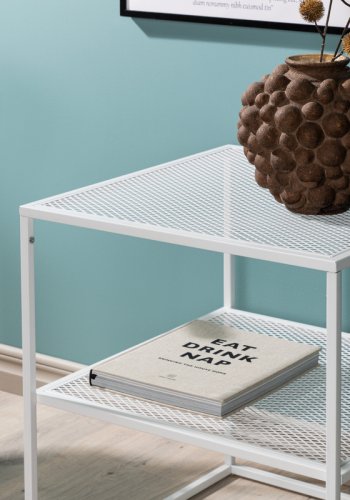 VENTURE DESIGN Netz sidebord, kvadratisk, m. 1 hylde - hvid stl (55x55)