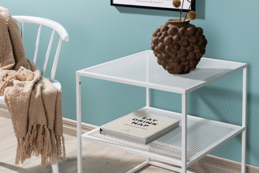 VENTURE DESIGN Netz sidebord, kvadratisk, m. 1 hylde - hvid stl (55x55)