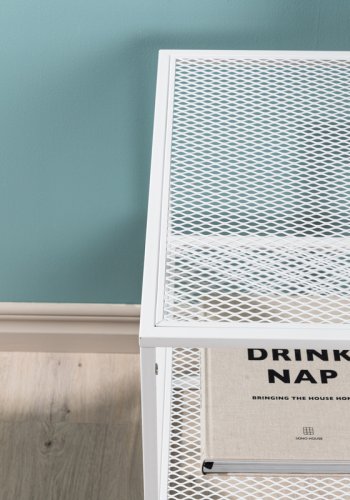 VENTURE DESIGN Netz sidebord, kvadratisk, m. 1 hylde - hvid stl (55x55)