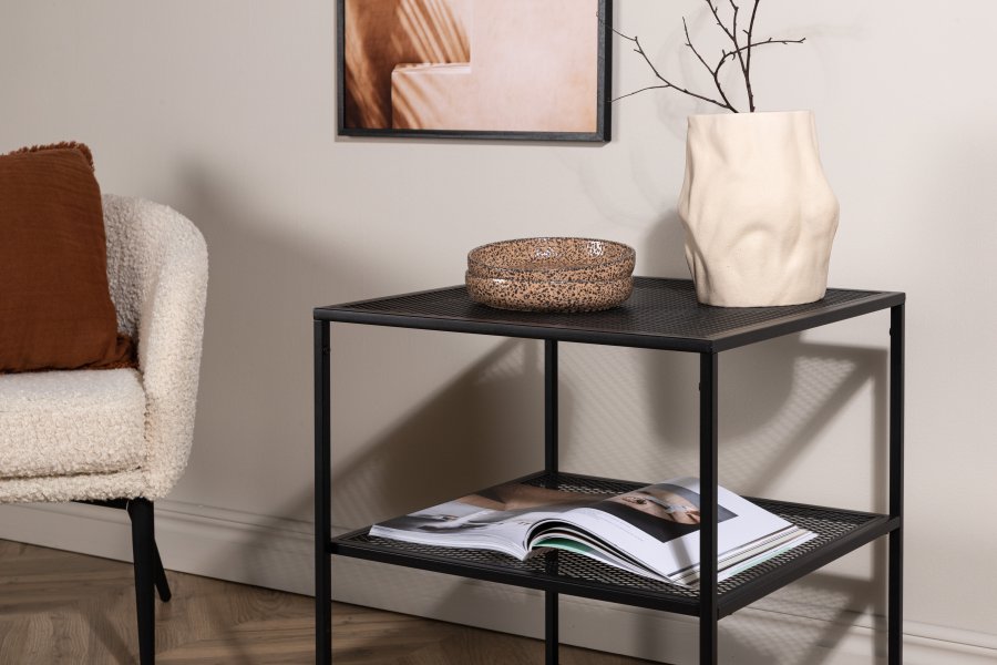 VENTURE DESIGN Netz sidebord, kvadratisk, m. 1 hylde - sort stl (55x55)