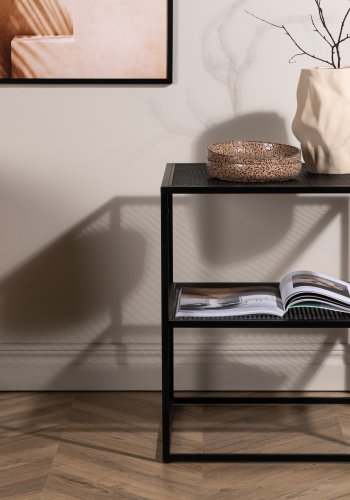 VENTURE DESIGN Netz sidebord, kvadratisk, m. 1 hylde - sort stl (55x55)