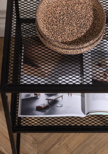 VENTURE DESIGN Netz sidebord, kvadratisk, m. 1 hylde - sort stl (55x55)