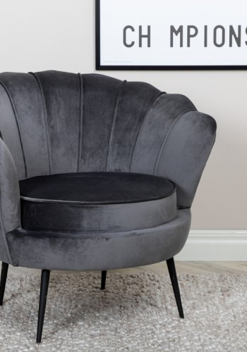 VENTURE DESIGN Calais lnestol - mrkegr fljl og sort stl