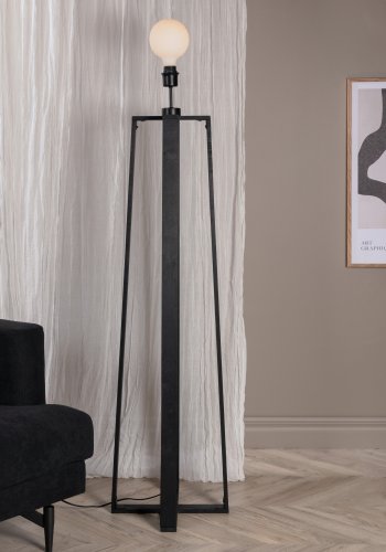 VENTURE DESIGN Avspark gulvlampe - hvid glas og sort stl