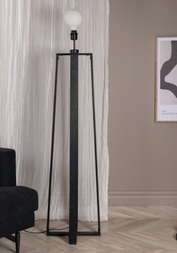 VENTURE DESIGN Avspark gulvlampe - hvid glas og sort stl