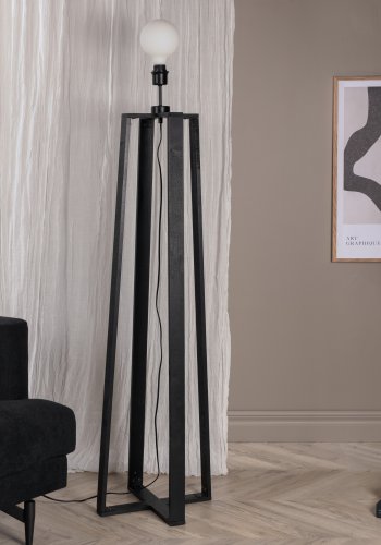 VENTURE DESIGN Avspark gulvlampe - hvid glas og sort stl