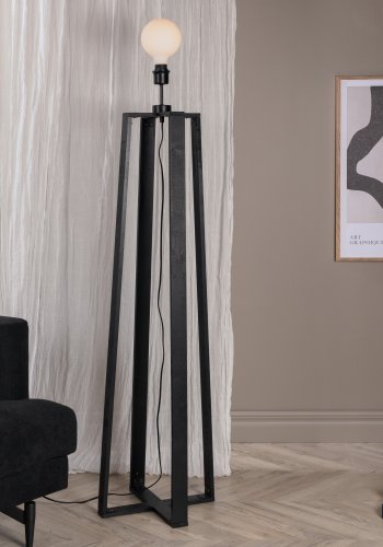 VENTURE DESIGN Avspark gulvlampe - hvid glas og sort stl