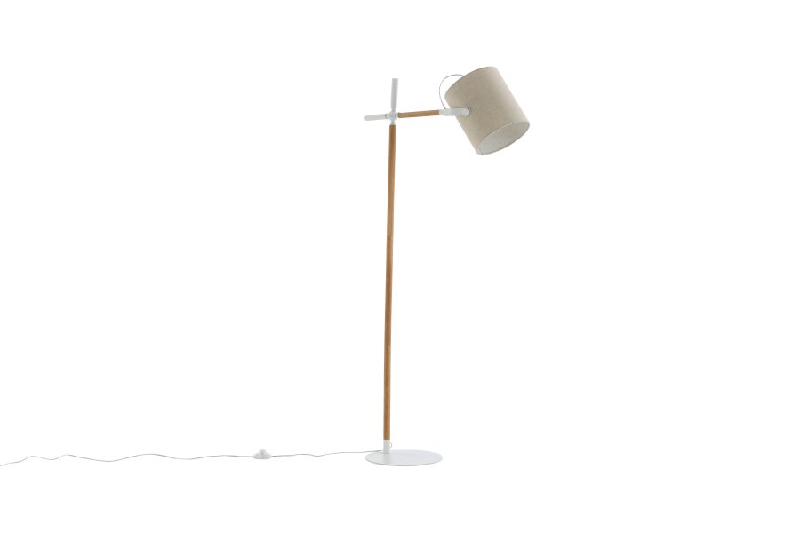 VENTURE DESIGN Dennis gulvlampe - beige hr og hvid/natur stl