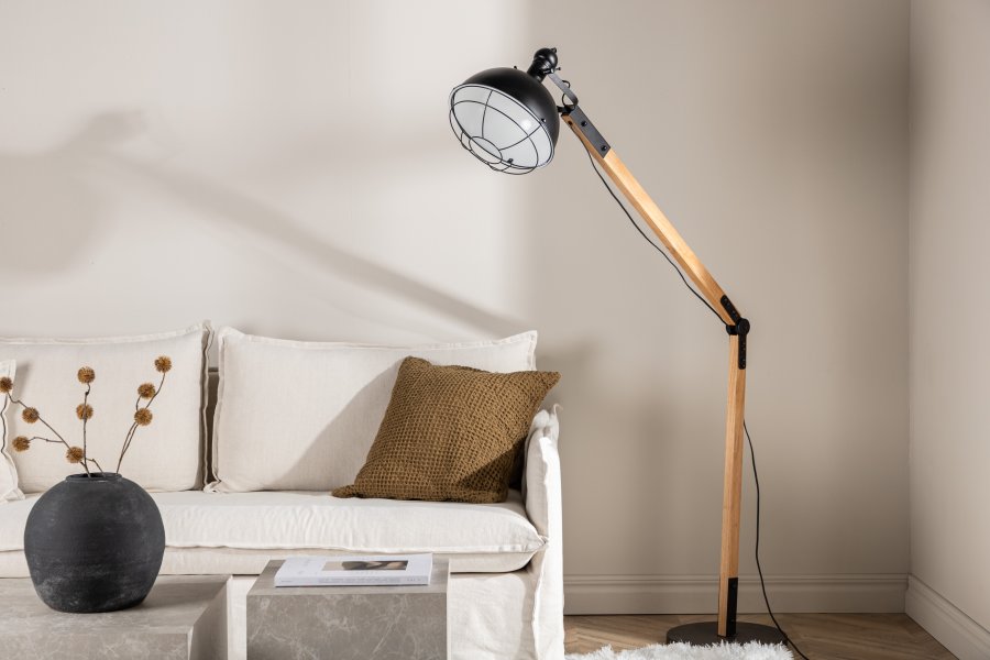 VENTURE DESIGN Kick gulvlampe - natur og sort stl