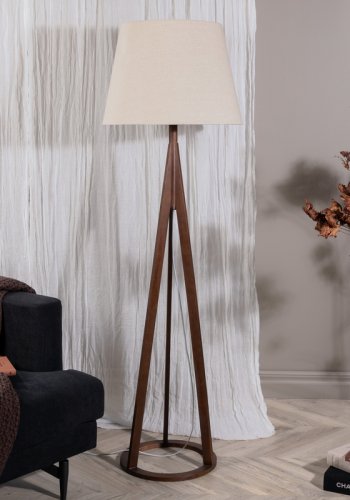 VENTURE DESIGN Kona gulvlampe - linned og espresso gummitr