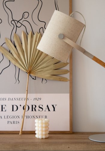 VENTURE DESIGN Dennis bordlampe - beige hr og beige/natur stl