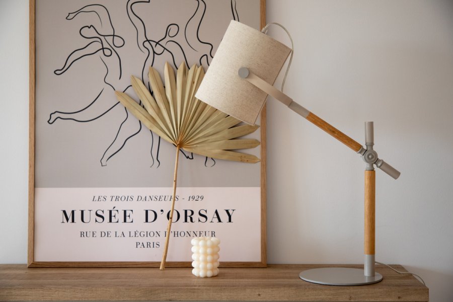 VENTURE DESIGN Dennis bordlampe - beige hr og beige/natur stl