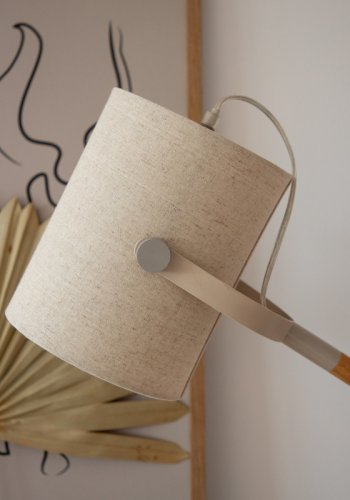 VENTURE DESIGN Dennis bordlampe - beige hr og beige/natur stl