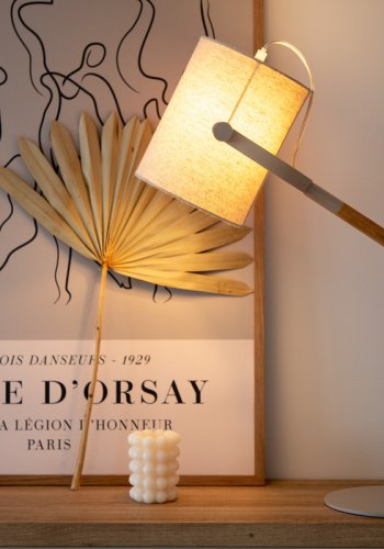 VENTURE DESIGN Dennis bordlampe - beige hr og beige/natur stl