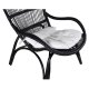 VENTURE DESIGN Ella Lounge Chair - BLACK rattan / Offwhite Cushion. inc. Ottoman