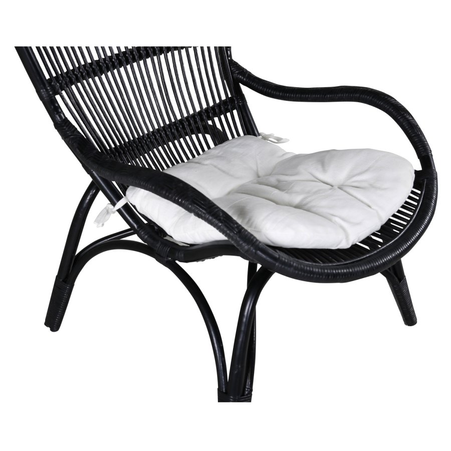 VENTURE DESIGN Ella Lounge Chair - BLACK rattan / Offwhite Cushion. inc. Ottoman