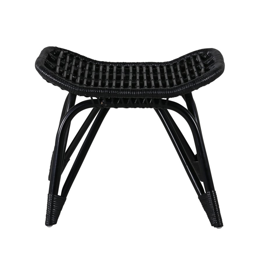 VENTURE DESIGN Ella Lounge Chair - BLACK rattan / Offwhite Cushion. inc. Ottoman