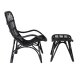 VENTURE DESIGN Ella Lounge Chair - BLACK rattan / Offwhite Cushion. inc. Ottoman