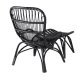 VENTURE DESIGN Ella Lounge Chair - BLACK rattan / Offwhite Cushion. inc. Ottoman