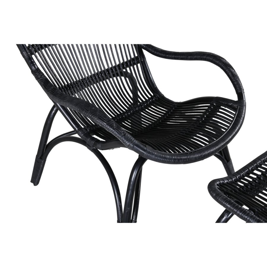 VENTURE DESIGN Ella Lounge Chair - BLACK rattan / Offwhite Cushion. inc. Ottoman