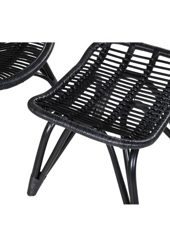 VENTURE DESIGN Ella Lounge Chair - BLACK rattan / Offwhite Cushion. inc. Ottoman