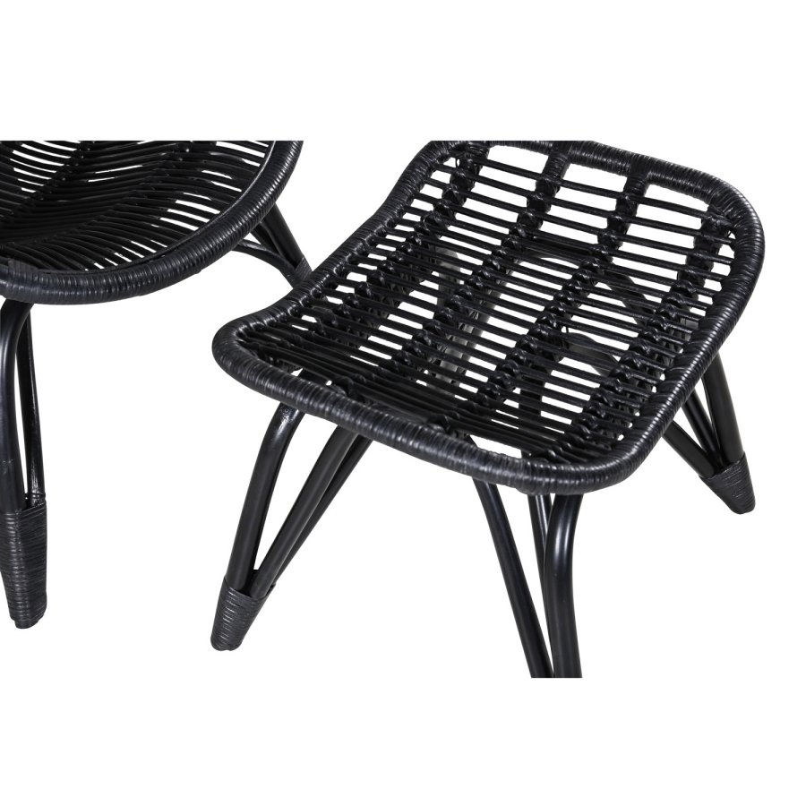 VENTURE DESIGN Ella Lounge Chair - BLACK rattan / Offwhite Cushion. inc. Ottoman