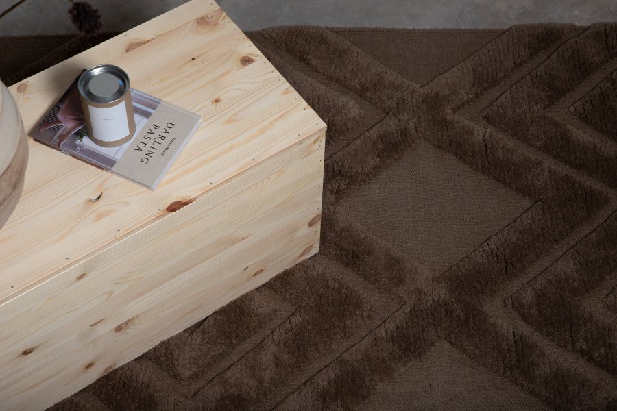 VIND COLLECTION Dahliawool gulvtppe, rektangulr - brun nougat uld (300x200)