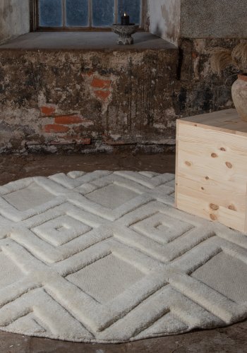 VIND COLLECTION Dahliawool gulvtppe, rund - hvid uld (200)