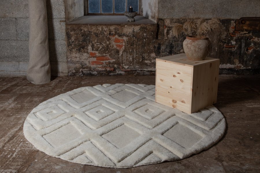 VIND COLLECTION Dahliawool gulvtppe, rund - hvid uld (200)