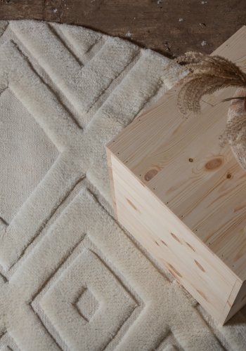 VIND COLLECTION Dahliawool gulvtppe, rund - hvid uld (200)