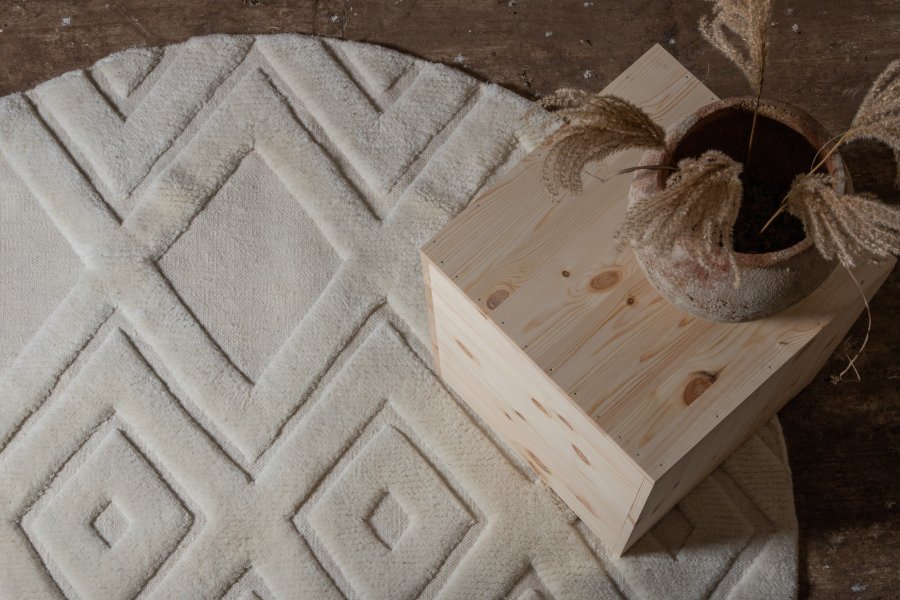 VIND COLLECTION Dahliawool gulvtppe, rund - hvid uld (200)