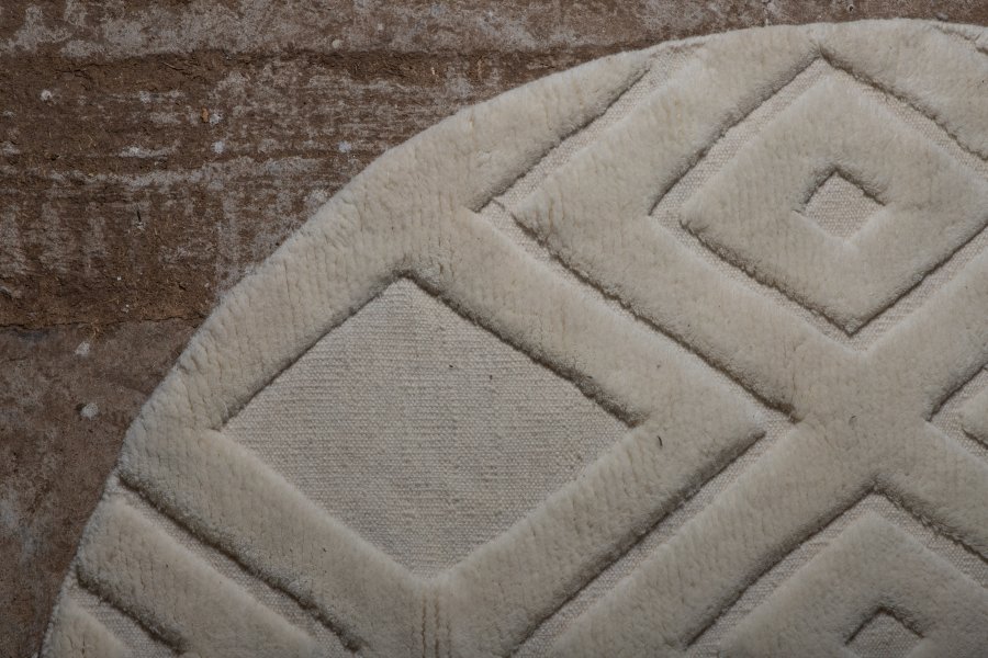 VIND COLLECTION Dahliawool gulvtppe, rund - hvid uld (200)