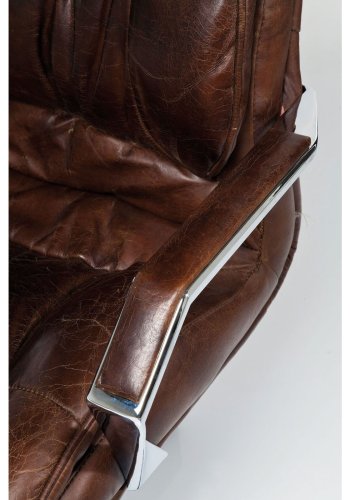 KARE DESIGN Cigar Lounge kontorstol - brunt koskind/aluminium, m. armln og hjul