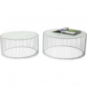 KARE DESIGN Wire White sofabord - hvidt glas/stl, rundt (2/st)