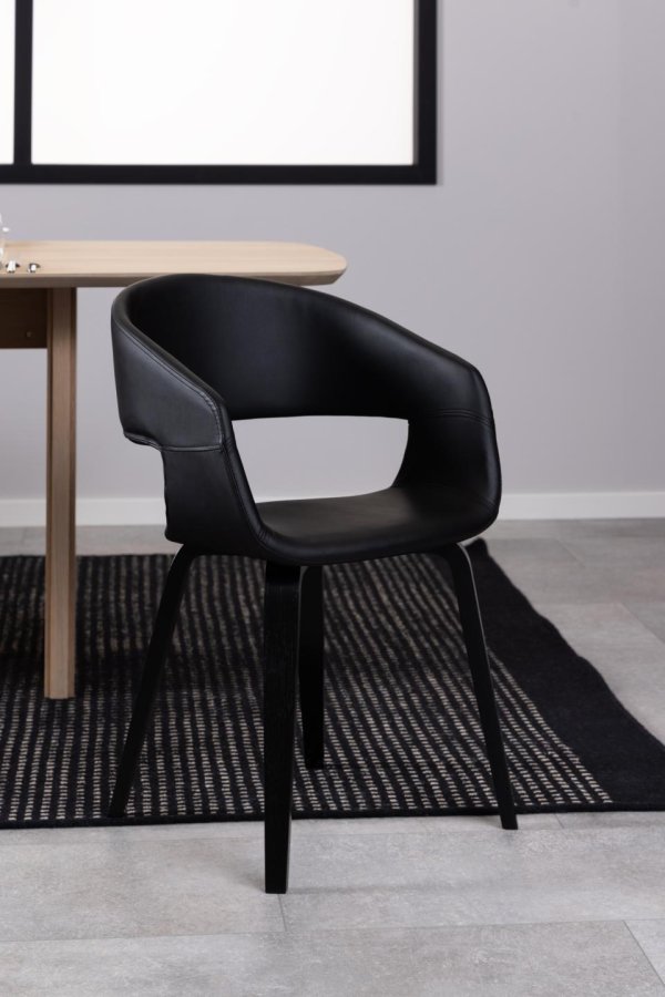 ACT NORDIC Nova spisebordsstol, m. armln - sort PU og sort egefinér