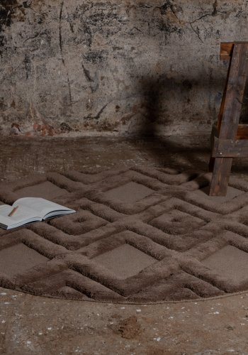 VIND COLLECTION Dahliawool gulvtppe, rund - brun nougat uld (200)