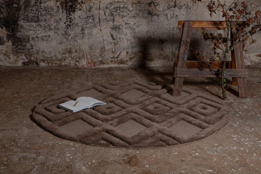 VIND COLLECTION Dahliawool gulvtppe, rund - brun nougat uld (200)