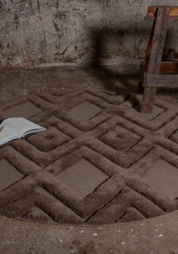 VIND COLLECTION Dahliawool gulvtppe, rund - brun nougat uld (200)