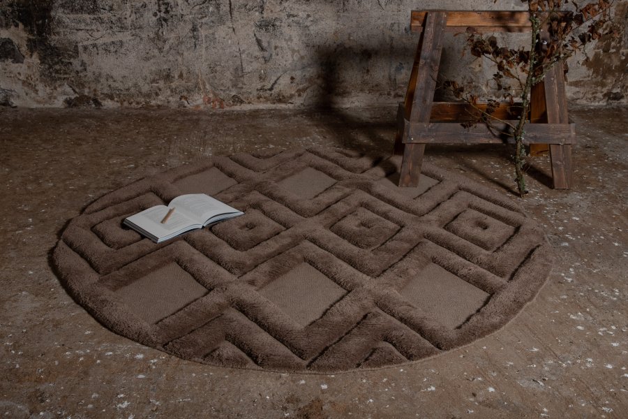 VIND COLLECTION Dahliawool gulvtppe, rund - brun nougat uld (200)