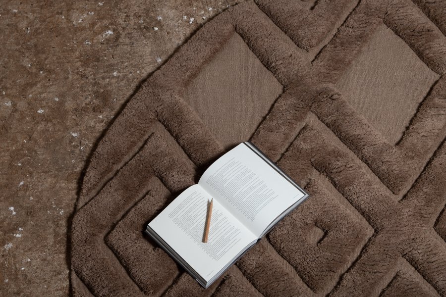 VIND COLLECTION Dahliawool gulvtppe, rund - brun nougat uld (200)