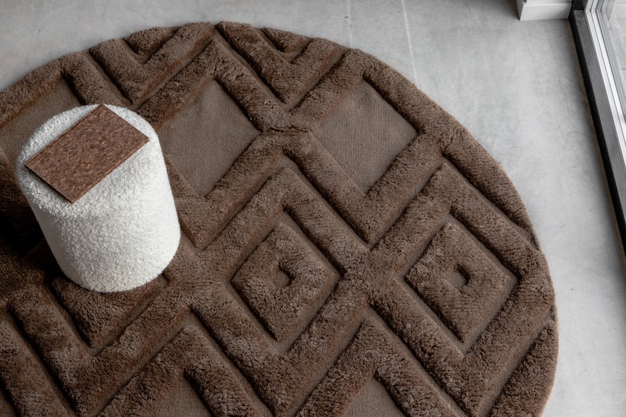 VIND COLLECTION Dahliawool gulvtppe, rund - brun nougat uld (200)