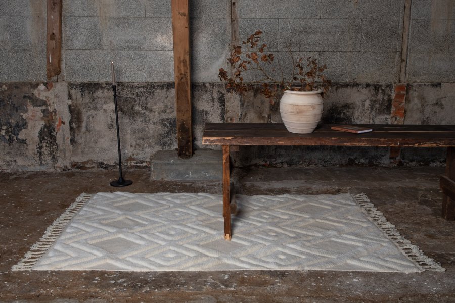 VIND COLLECTION Dahliawool gulvtppe, rektangulr - hvid uld (400x300)