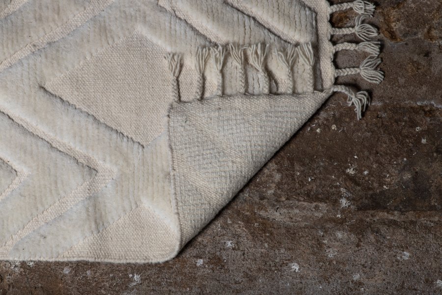 VIND COLLECTION Dahliawool gulvtppe, rektangulr - hvid uld (400x300)