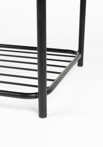 WHITE LABEL LIVING Milou bnk, m. 1 hylde - gr stof og metal (90x35)